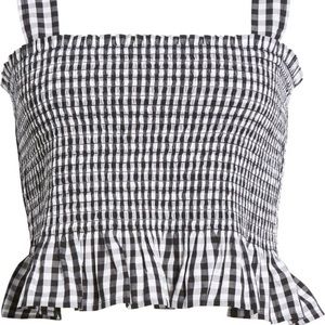 B.P. Smocked Gingham Top
